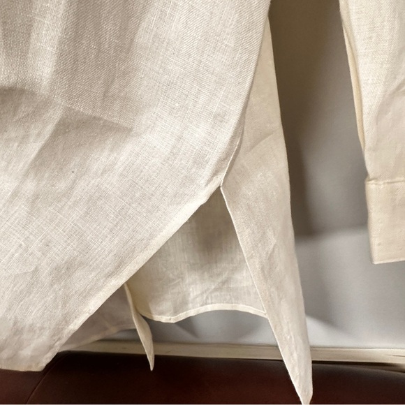 Liz Claiborne Collection Cream Button Down‎ Linen Shirt, Extra Long,  16 - Picture 7 of 10